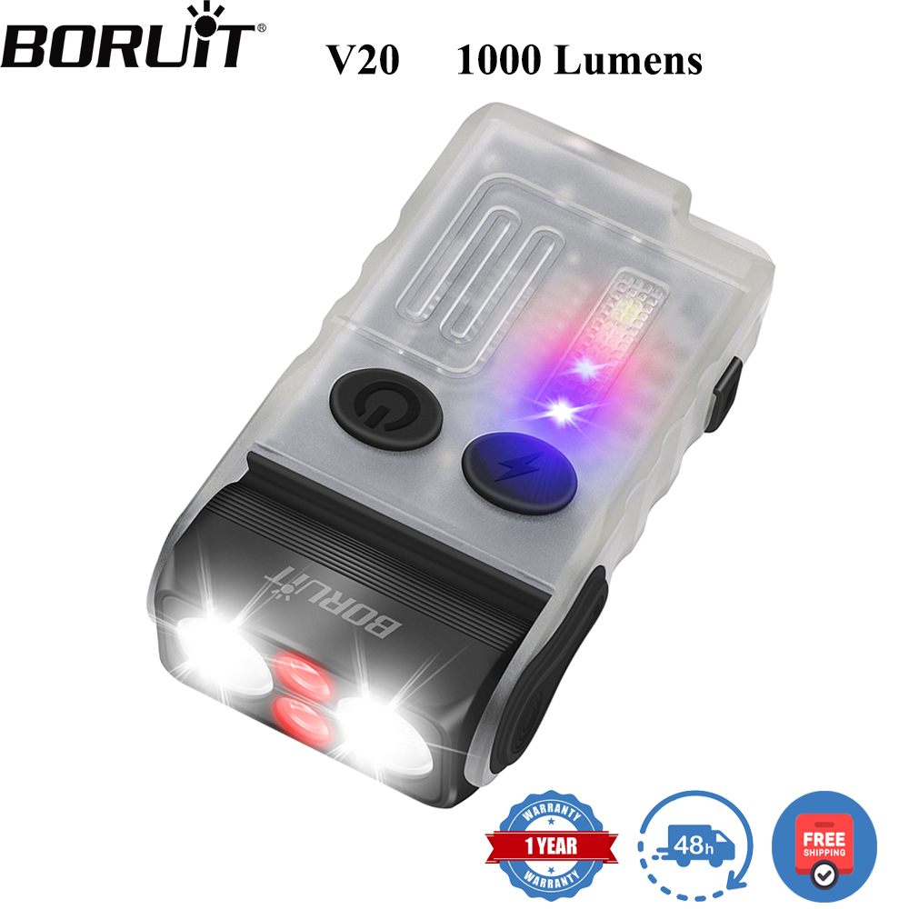 Cycling To Work - BORUiT V20 蛍光ブザー EDC LEDキーチェーン懐中電灯 ヘッドスイベル付き
