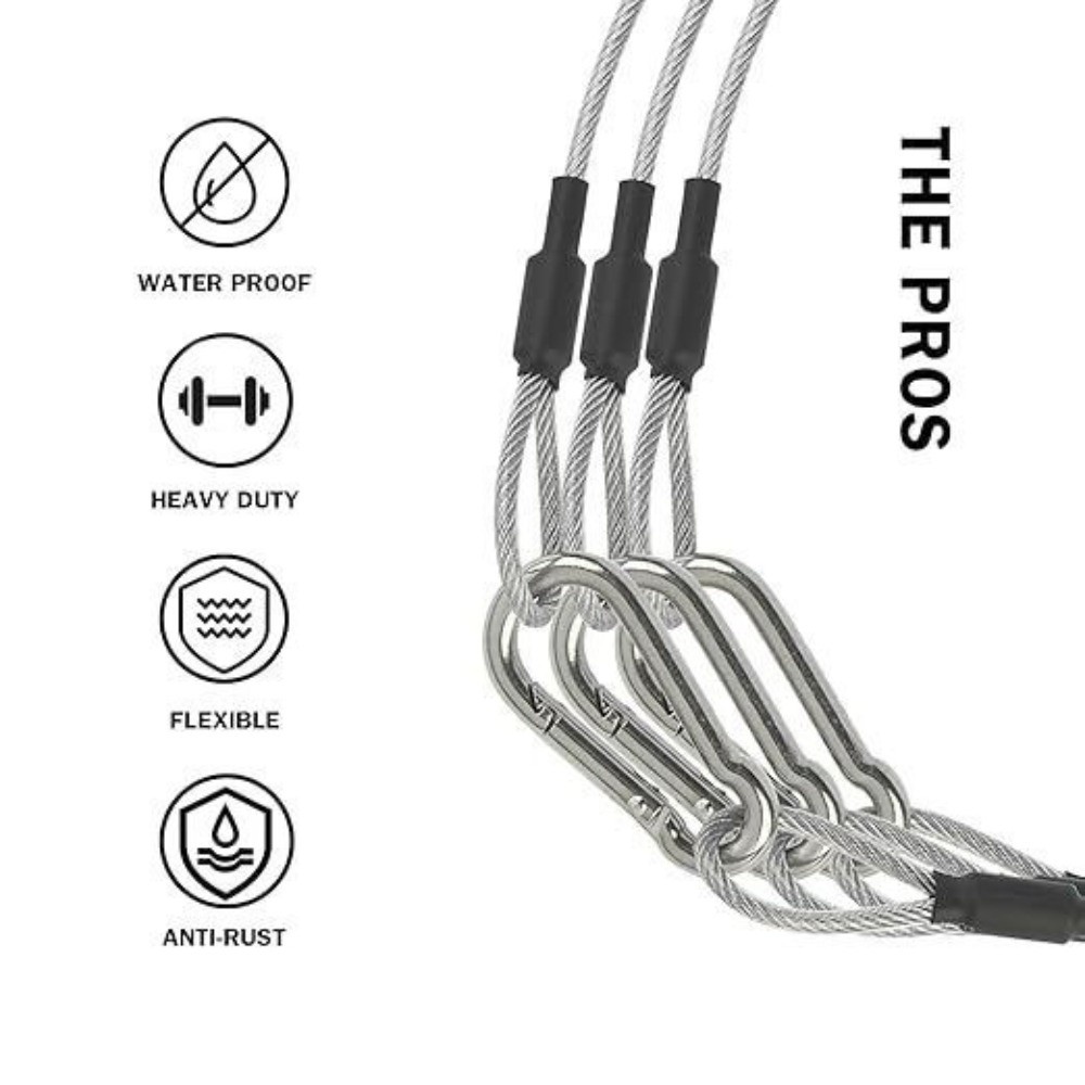 ステンレス製セキュリティケーブル、柔軟性のあるワイヤーロープ - Cable Lock Flexible のレビューと価格